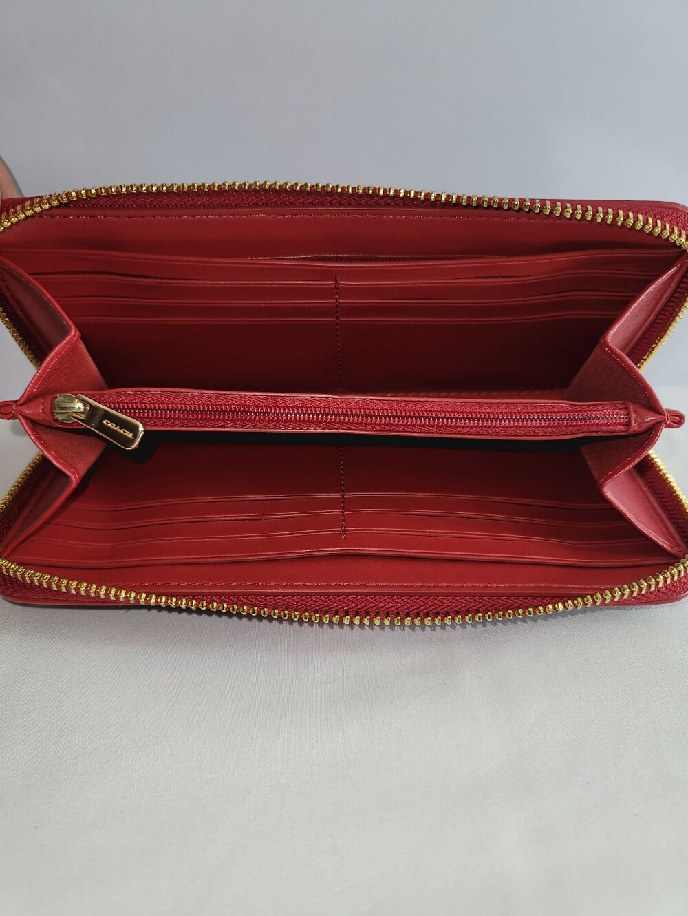 Coach Accordian zip Leather Brown Ruby Long wallet - Picture 6 of 16